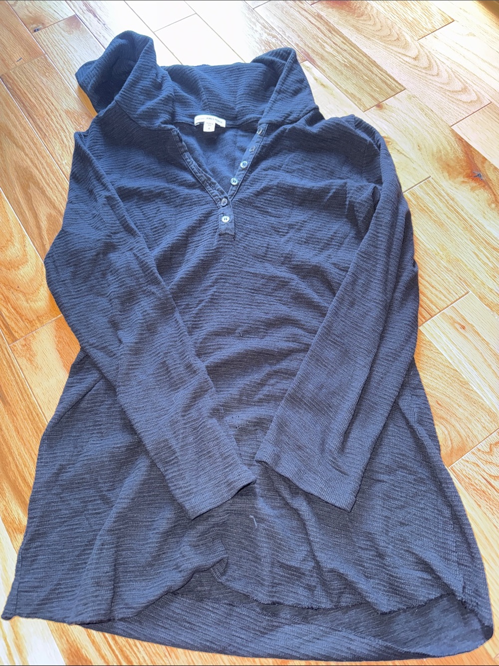 James Perse - Hooded Henley Top - Black - Size 4